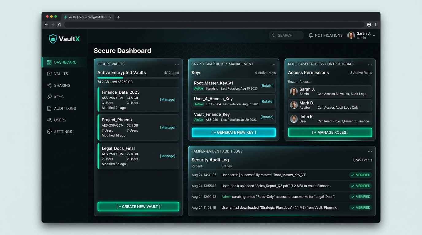 VaultX Secure Cloud Storage and File-Sharing Platform